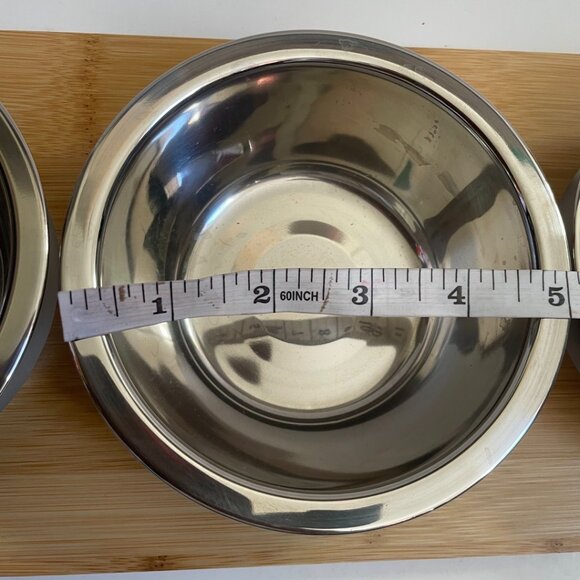 3-Bowl Stainless Steel & Bamboo Stand Set - Picture 6 of 9